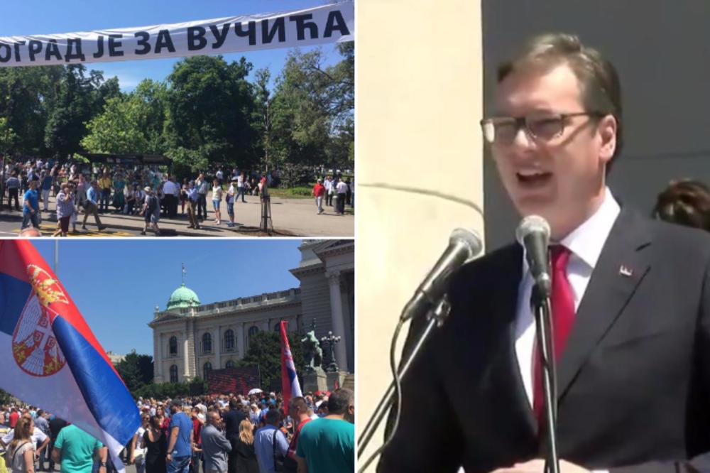 Vučić se obratio pristalicama ispred Skupštine! Mnogo vas volim, hvala! Aj zdravo, odoh da radim! (VIDEO)
