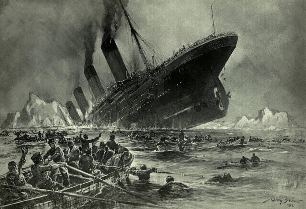 Titanik tone ilustracija
