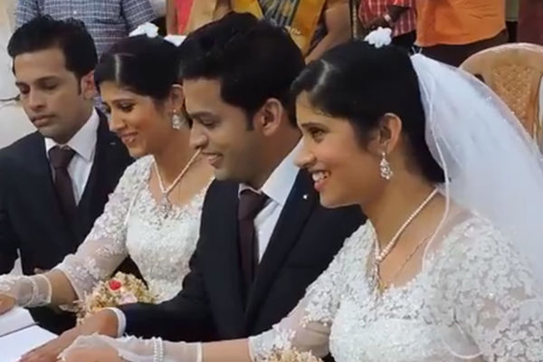 Je l ovo realno? Blizanci oženili bliznakinje, a venčali ih sveštenici blizanci! (VIDEO)
