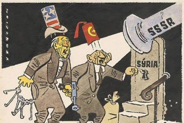 Sovjetski plakat, pre 57 godina: Amer i Turčin pljačkaju Siriju, a Rus im ne da! (FOTO)