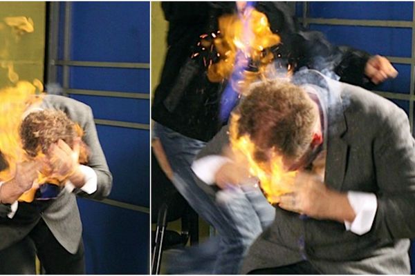 Užas ispred Berluskonijeve vile: Polio se benzinom i zapalio! (FOTO)