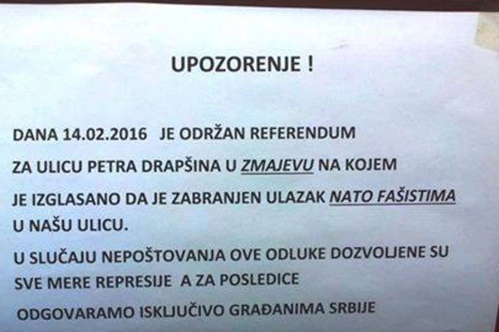 Komšije izglasale: NATO fašistima je zabranjen ulazak u ulicu! (FOTO)