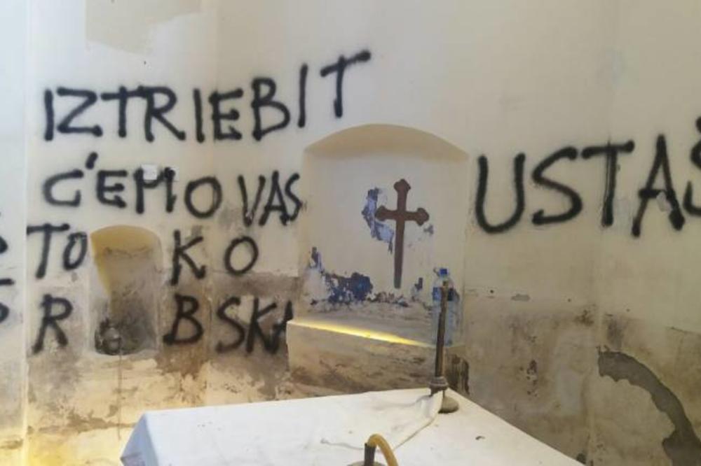 Srbi opet meta u Hrvatskoj: Ustaški grafiti po pravoslavnom hramu! (FOTO)