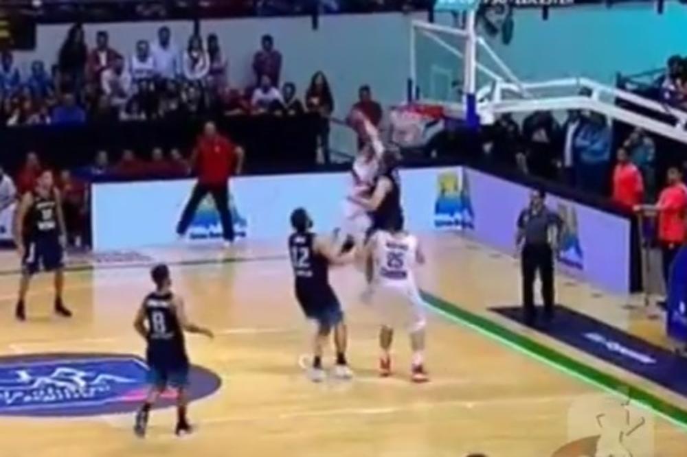 Ono kad te Teo spoji sa košem: Raduljica poleteo, zakucao u lice argentinske zvezde i iščupao obruč! (VIDEO)