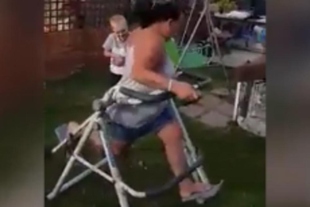 Nemoj debelice, poginućeš! Pokušavala je da vežba, ali se umalo završilo fatalno (VIDEO)