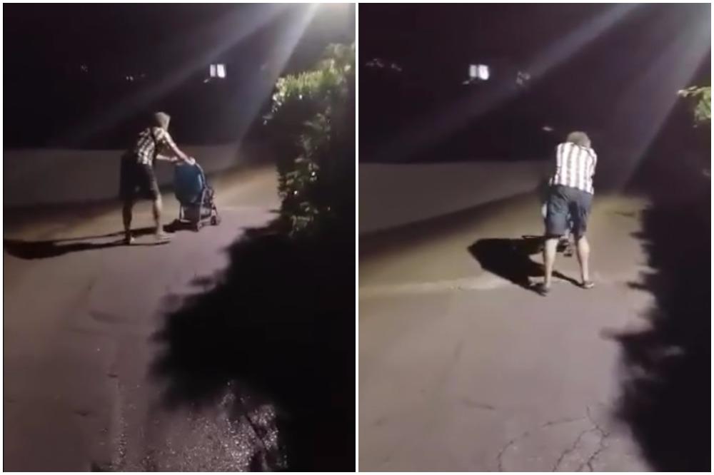 Iz kafane sa bebom u kolicima: Jedva stoji koliko se napio, a treba dete da vrati kući (VIDEO)