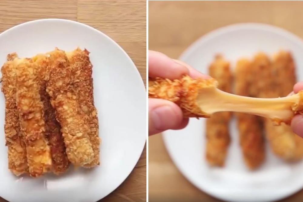 Gotovo za 3 minuta! Hrskavi štapići sa sirom i čipsom od pavlake i luka (RECEPT) (VIDEO)