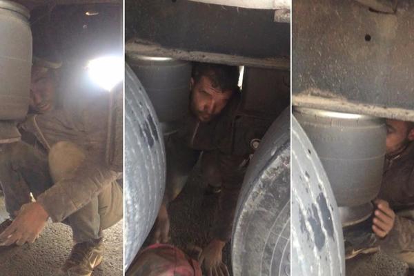 Migranti rizikuju život da bi prešli granicu: Pogledajte kako se kriju ispod kamiona! (FOTO)