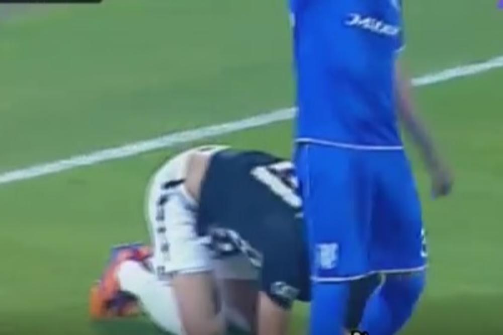 Teška povreda najhrabrijeg igrača Partizana, a sve da bi dao gol! (VIDEO)