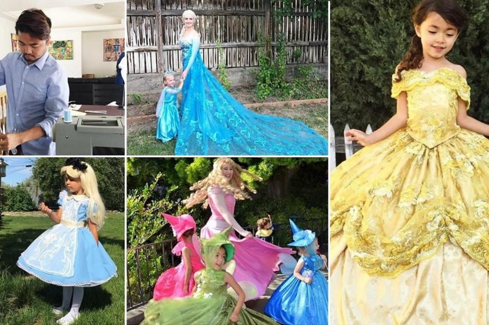 On je najbolji tata na svetu! Za svoje ćerke šije haljine na kojima bi pozavidele sve Dizni princeze (FOTO)