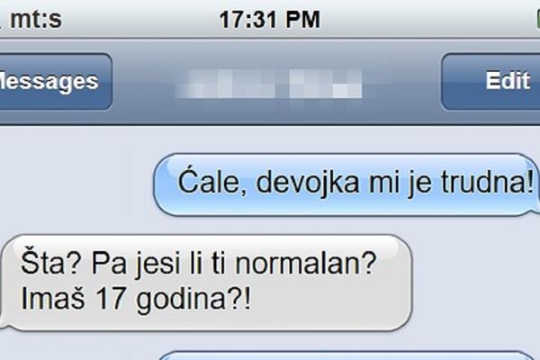 Sin je prvo isprepadao ćaleta jednom porukom, pa mu je onda lagano saopštio loše vesti!