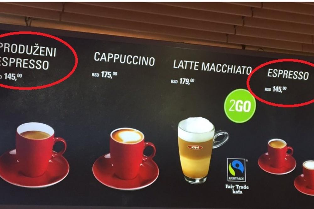 ZBUNILI ČOVEKA NAČISTO: Normalni i produženi espreso koštaju isto na ovoj pumpi (FOTO)
