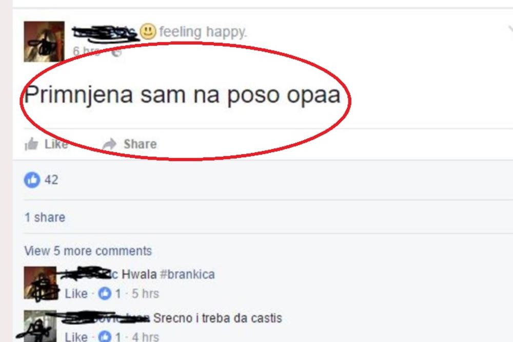 BLAGO ONOM KO JE TEBE ZAPOSLI(J)O! Statusu ove devojke smeje se ceo Balkan!