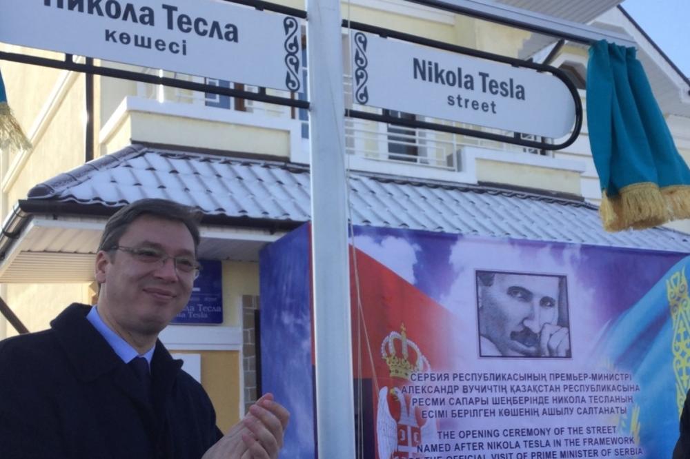 VUČIĆ OTVORIO TESLINU ULICU: Kazahstan je prijatelj Srbije!
