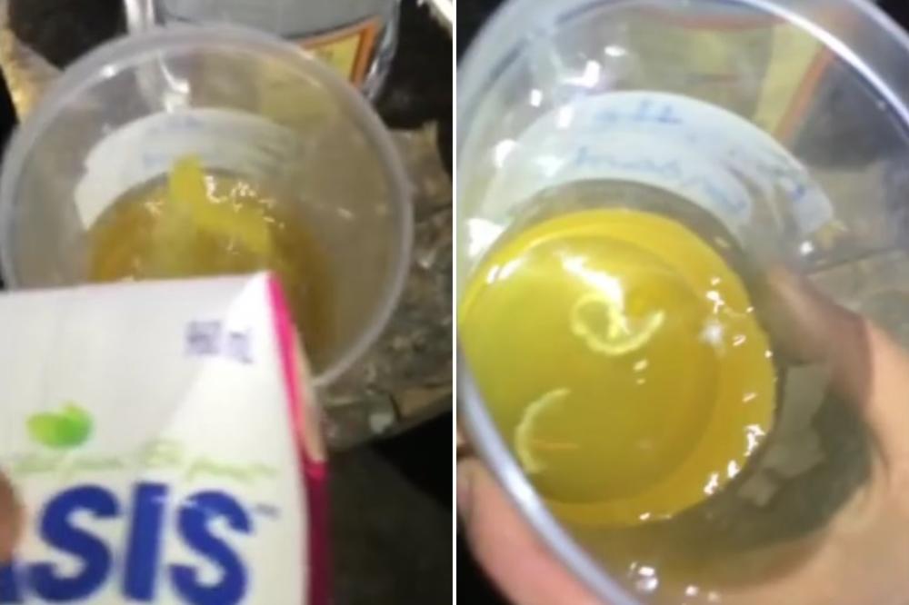 SIPALI SU SOK U ČAŠU I VIDELI NEŠTO GROZNO: A onda su isekli karton i više nikad neće piti sok! (VIDEO)