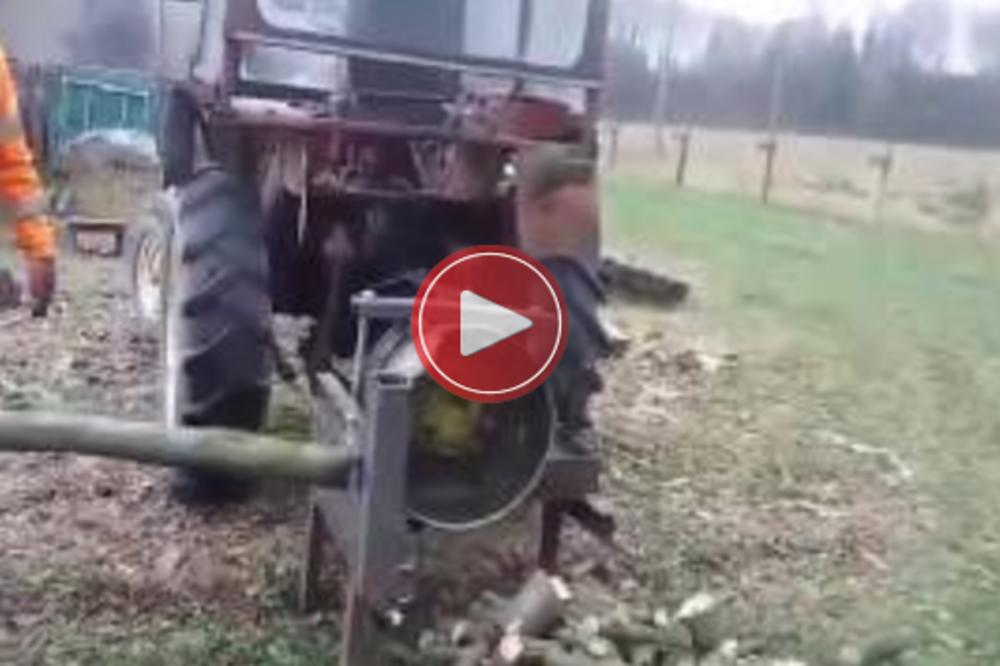 DAJTE OVOM ČOVEKU NOBELA: Izmislio je najjaču MAŠINU ZA CEPANJE DRVA u istoriji! (VIDEO)