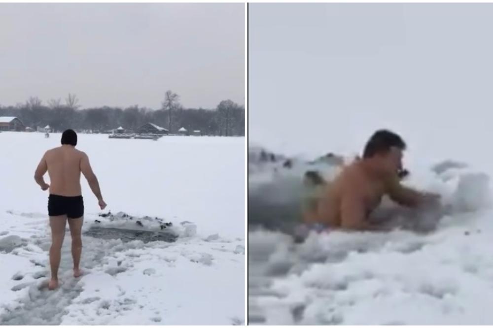 DA SE ZALEDIŠ: Pogledajte kupanje na Adi u JANUARU, na minus 15! (VIDEO)