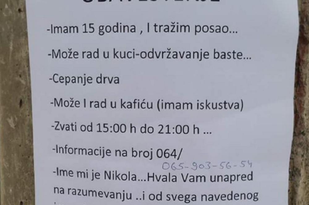 OGLAS DEČAKA (15) IZ UŽICA SLOMIĆE VAM SRCE: Cepao bih drva da skupim novac za patike i trening! (FOTO)