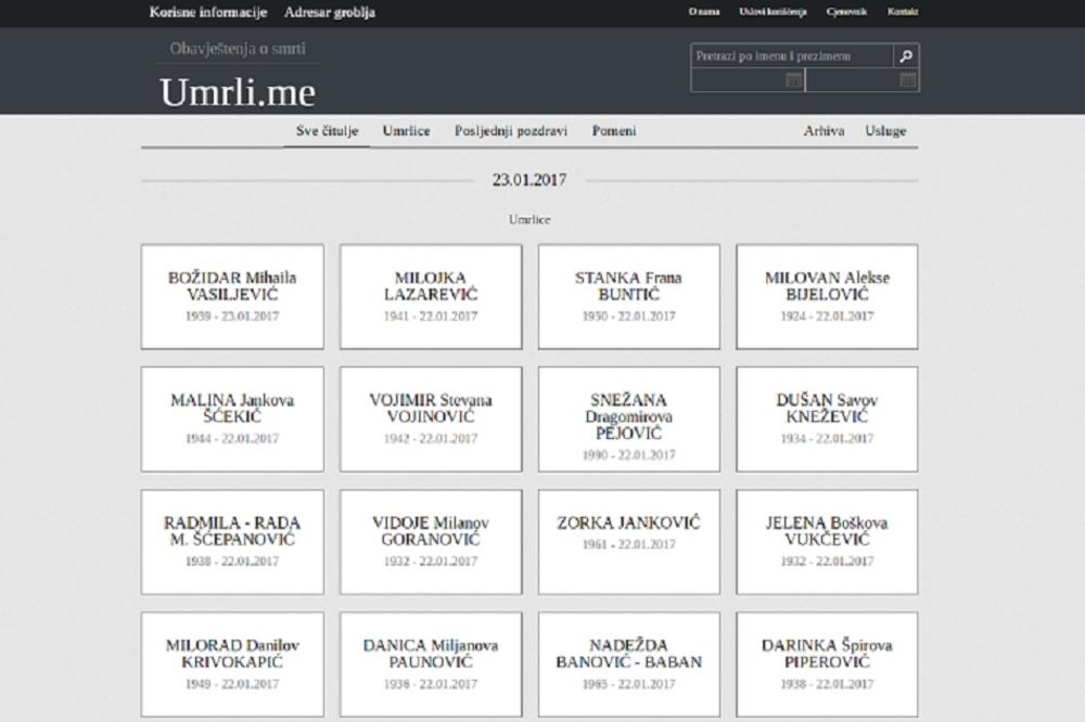 Umrlice, pomeni i pozdravi ONLAJN: Crnogorci napravili SAJT ZA UMRLE! (FOTO)