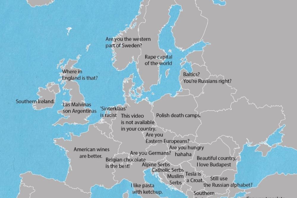 Recite ovo Srbima, I ONI ĆE POLUDETI! Duhovita mapa Evrope sa rečenicama koje izbacuju iz takta! (FOTO)