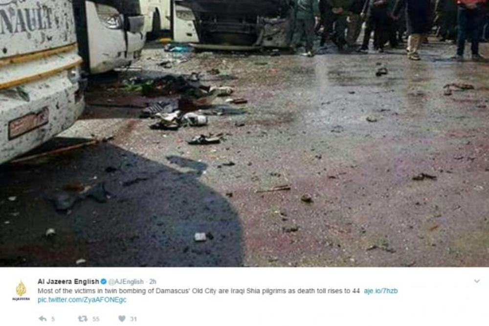 NAJKRVAVIJI NAPAD U DAMASKU: Eksplozija 2 bombe, 30 mrtvih! Snimak ledi krv u žilama! (VIDEO)