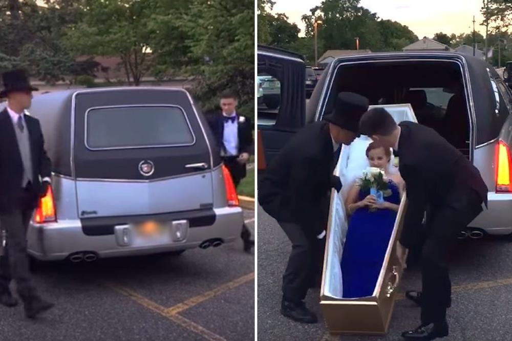 Ona je ubila svojom pojavom: Stigla je na maturu u kovčegu i svi su zanemeli! (VIDEO)