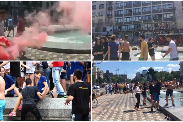 LUDILO U CENTRU GRADA: Maturanti MOKRI DO GOLE KOŽE, skaču po fontanama, PALE BAKLJE! (VIDEO)