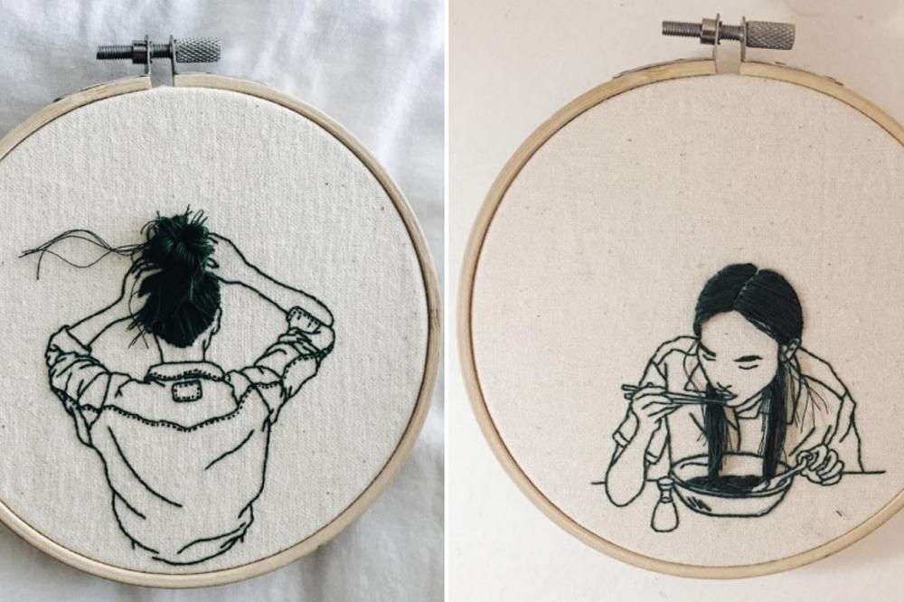 Konac za vezenje koristi kao lepršavu kosu, a njeni portreti izgledaju očaravajuće! (FOTO)