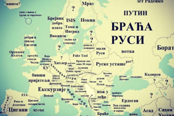 Ruske ustaše, Krezuba goveda Čelzi, Hitler, Fake taxi, Dobra plata: Ova mapa pokazuje KAKO SRBI VIDE CEO SVET!