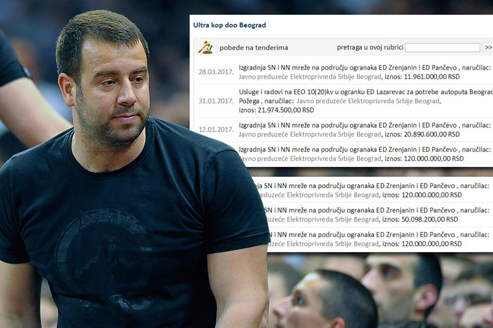 ZA 9 MESECI DOBIO SKORO 4 MILIONA EVRA! Ovo su SVI tenderi koje je dobila firma vođe navijača Zvezde od EPS! (FOTO)