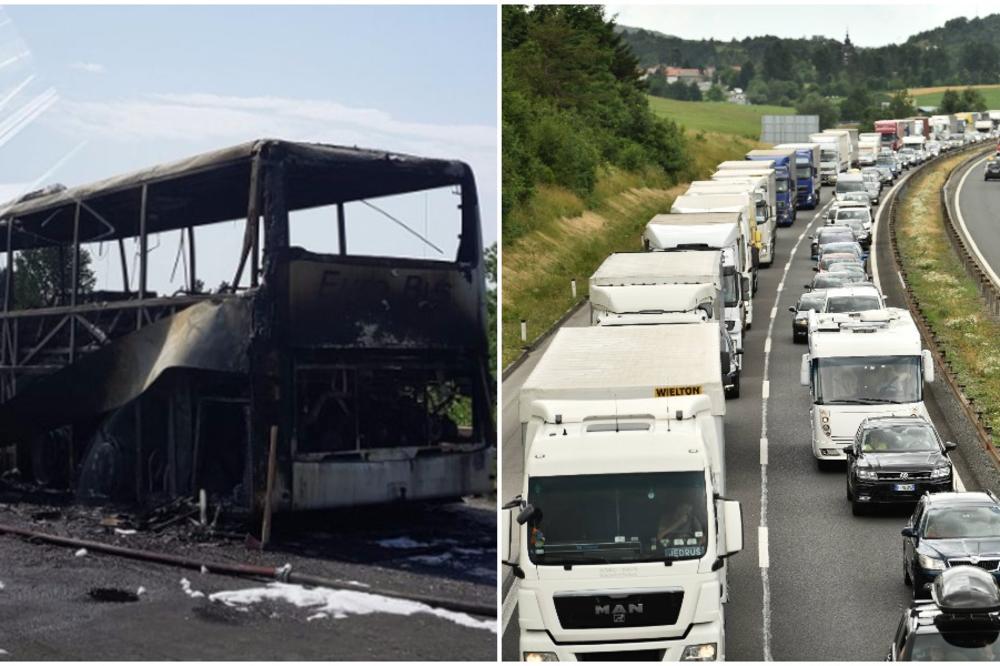 IZGOREO AUTOBUS na autoputu Beograd-Niš: Kilometarska KOLONA VOZILA iz pravca Beograda! (FOTO)
