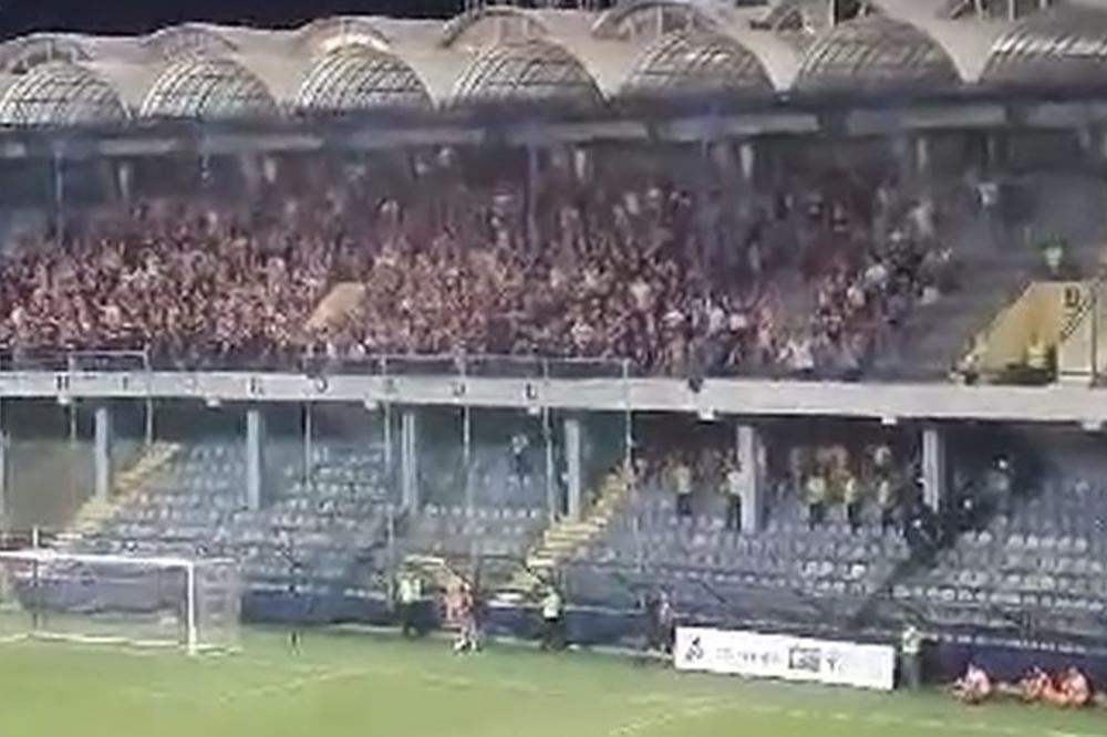 FRKA NA STADIONU: Koškanje Grobara i navijača Budućnosti smeštenih na istoj tribini! (VIDEO)