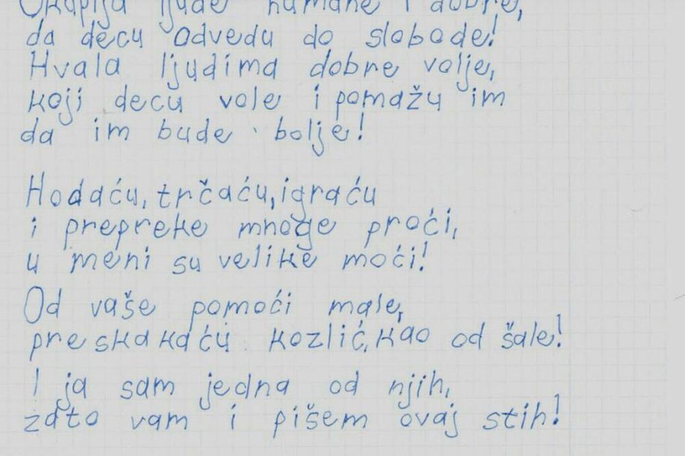 MALA ANĐELA (9) NAPISALA JE PESMU OD KOJE SRCE HOĆE DA PUKNE: Hodaću, trčaću, u meni su velike moći!