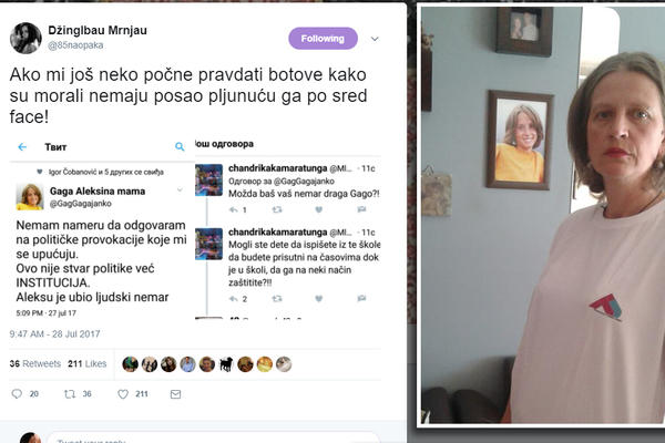 MONSTRUOZNI SNS BOT! Napao majku dečaka Alekse, koji se ubio, DA JE KRIVA ZA NJEGOVU SMRT! (FOTO)