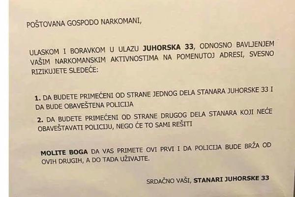 POŠTOVANA GOSPODO NARKOMANI! Zaustavite internet, STANARI OVE ZGRADE SU POBEDILI svojim obaveštenjem! (FOTO)