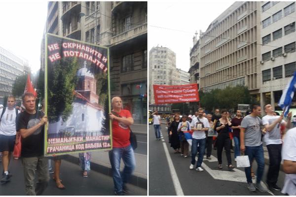 GRAĐANI NA NOGAMA: U centru BG protest zbog potopa manastira Gračanica (FOTO) (VIDEO)