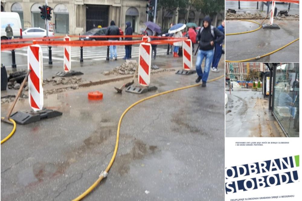 TRG RASKOPAN I U BLATU UOČI PROTESTA OPOZICIJE! Janković: Prave prepreke, ali ODRŽAĆEMO SKUP (FOTO)