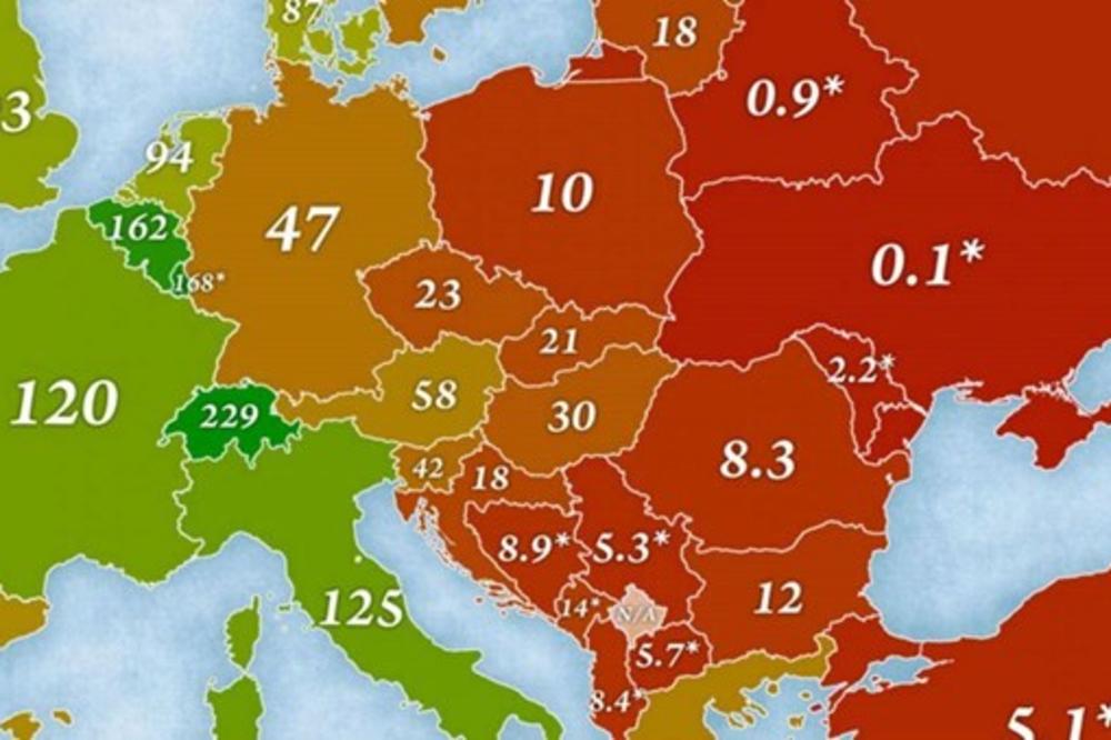 OBJAVLJENA MAPA BOGATSTVA EVROPE: Imate li hrabrosti da pogledate GDE JE TU SRBIJA?