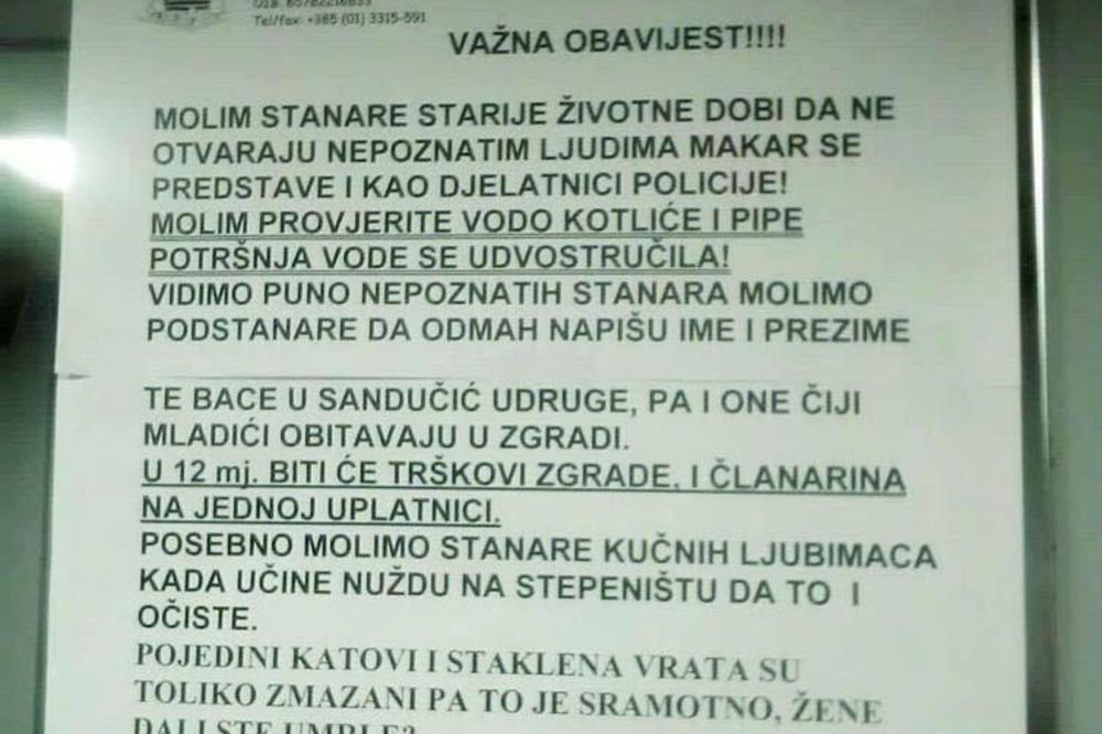 ŽENE, DA LI STE UMRLE? Ovo obaveštenje na vratima zgrade PODIGLO JE BALKAN NA NOGE! (FOTO)
