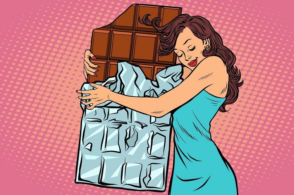 Devojka grli čokoladu