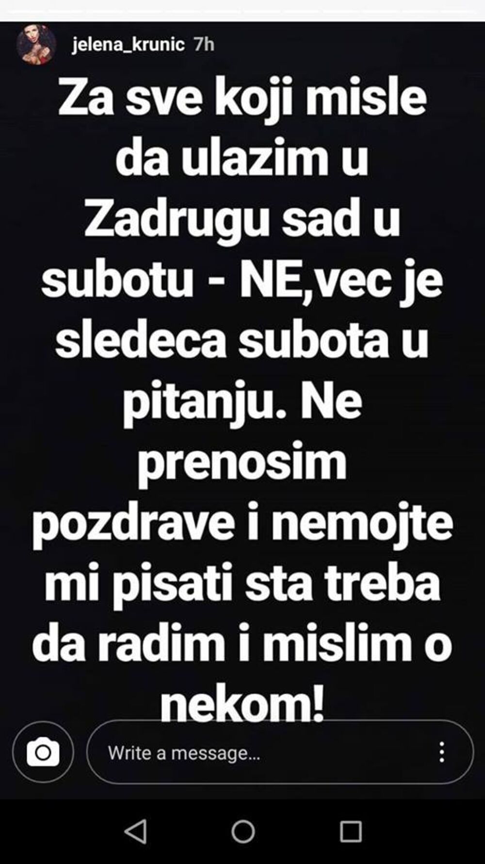 Jelena je na svom Instagram profilu potvrdila da ulazi u Zadrugu