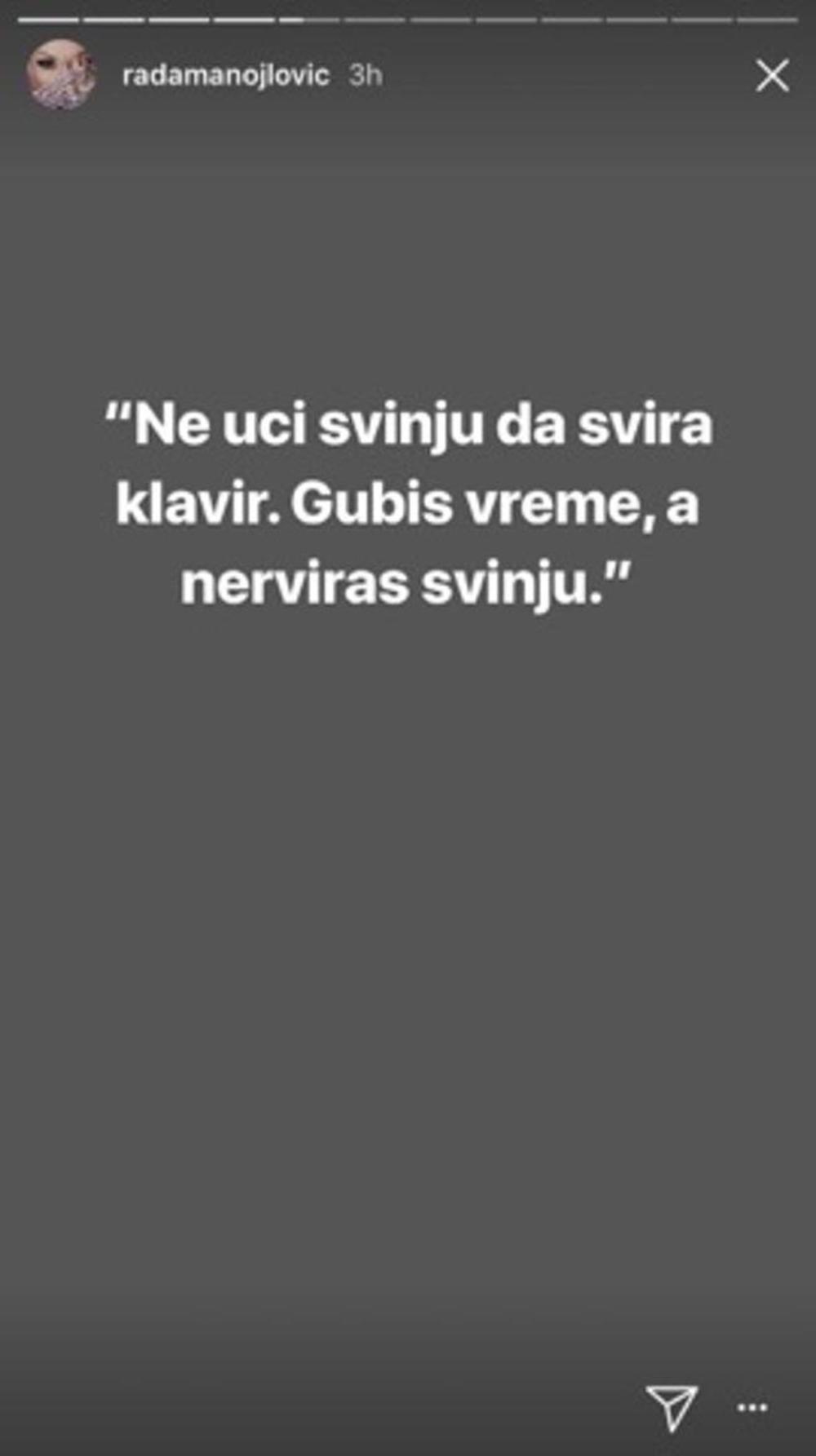 Rada Manojlović, poruka hejterima