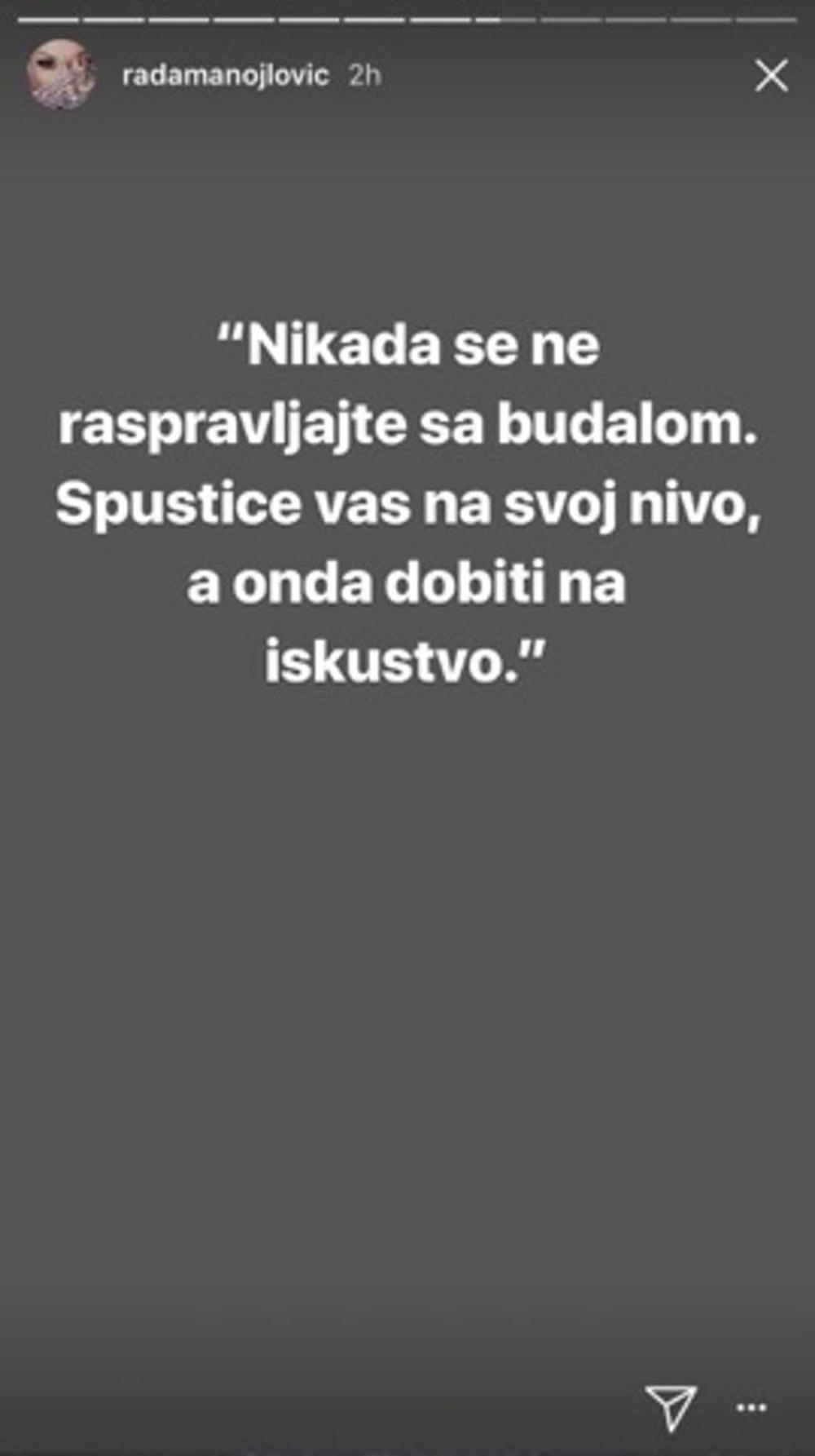 Rada Manojlović, poruka hejterima