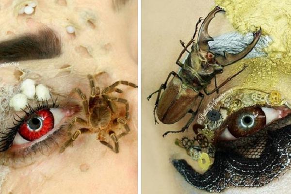 OVA ŠMINKA ĆE VAM SLEDITI KRV U ŽILAMA! Ona na lice stavlja i PRAVE BUBE, CRVE, STONOGE (FOTO)