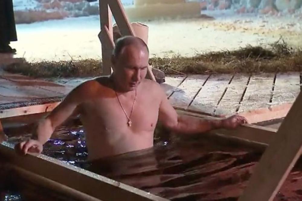 PUTIN SKROZ GO U LEDENOJ VODI NA BOGOJAVLJENJE: Predsednik Rusije u drevnom ritualu na MINUS ŠEST (VIDEO)