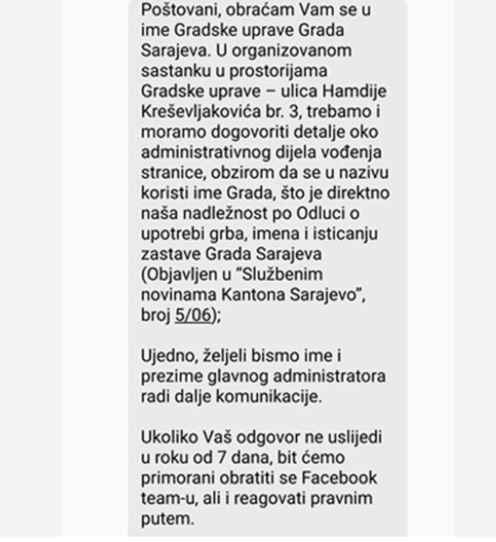 FB stranicama stigla neprijatna poruka