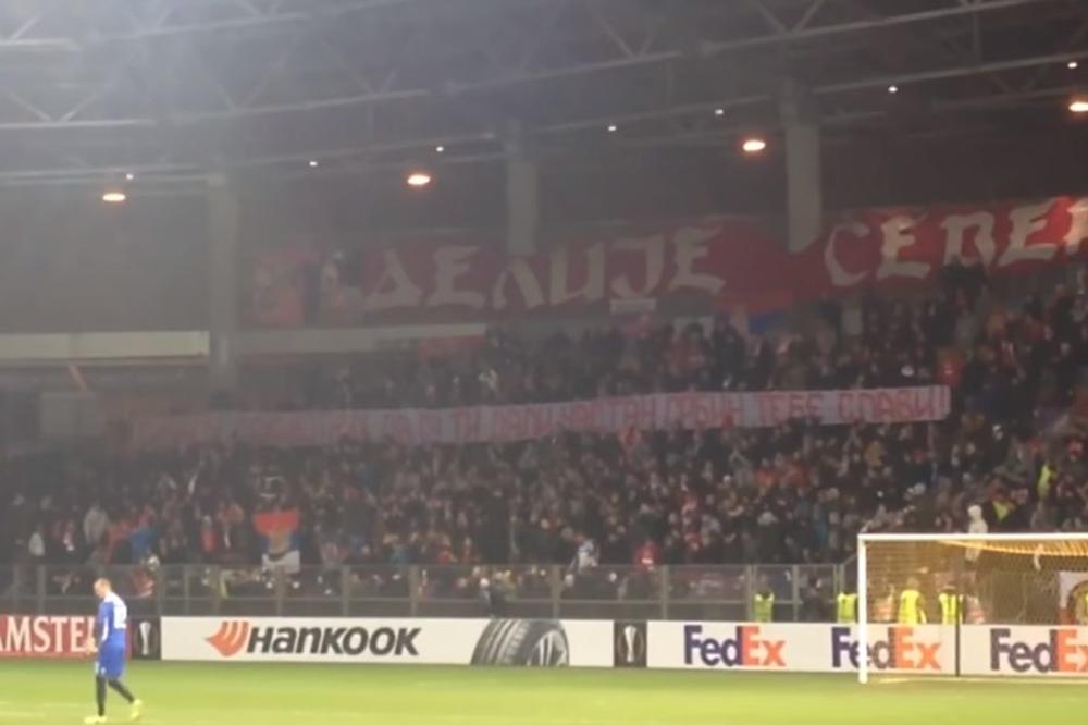 DELIJE NISU KRIVE! OTKRIVENO KO STOJI IZA TRANSPARENTA ZA RATKA MLADIĆA U BELORUSIJI! Da li će UEFA zbog ovoga skinuti kaznu crveno-belima?! (FOTO) (VIDEO)