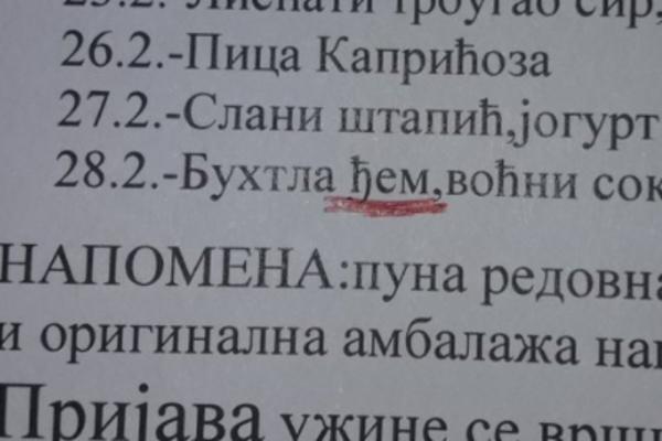 DŽEVREK BRATE! Kad pročitate jelovnik ove srpske škole, IZGUBIĆETE APETIT! (FOTO)