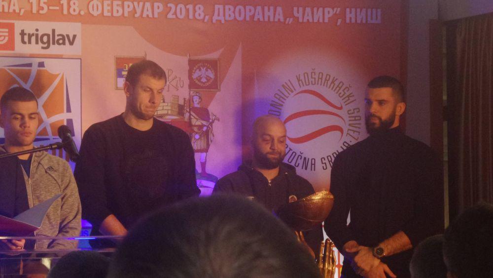 Nikola Rebić, Novica Veličković, Filip Čović i Branko Lazić na žrebu za Kup Radivoja Koraća