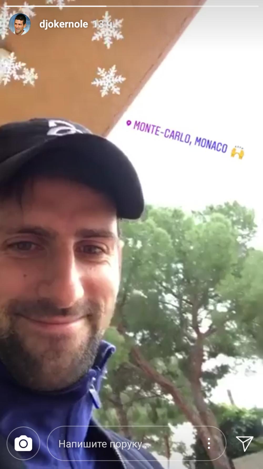 Novak Đoković snima kako pada sneg u Monte Karlu